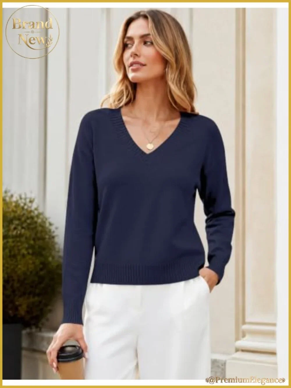 Womens V-Neck Crop Sweater Long Sleeve Lightweight Knit Pullover Fall Casual Top